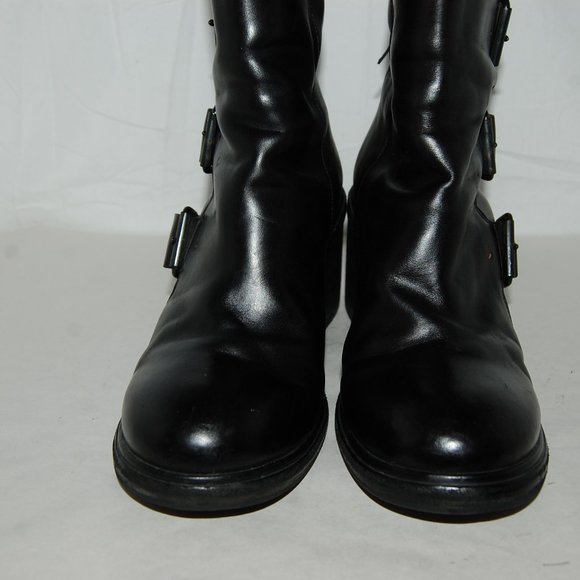 $950❤️37.5/7.5 MARSELL Black Real Leather Platform Heel Ankle Boots Bootie ITALY - Picture 2 of 7